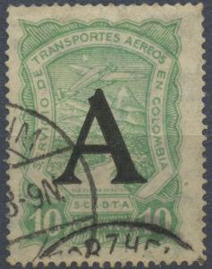 Colombia SCADTA 1923 Used Stamp | Scott #CLA24 | A (Germany) Overprint