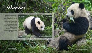 Liberia - 2020 Giant Pandas on Stamps - Stamp Souvenir Sheet - LIB200512b1