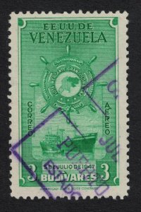 Venezuela Colombia Merchant Marine 3B KEY VALUE Violet 1948 Canc SC#C269 SG#804