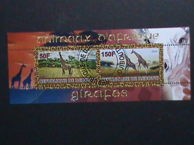 ​DJIBOUTI-2010- COLORFUL BEAUTIFUL LOVELY GIRAFES CTO S/S -VERY FINE