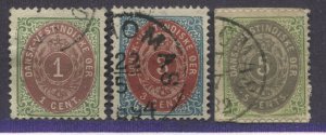 Danish West Indies 1874 various values up to 5 cents used