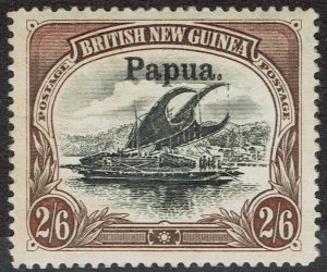 PAPUA 1906 LAKATOI OVERPRINTED LARGE PAPUA 2/6 HORIZONTAL WMK 