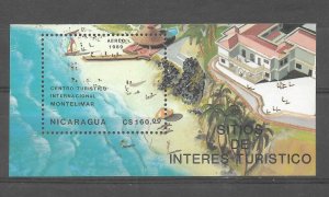 NICARAGUA 1988 TOURISTIC PLACES BEACH NATURE SOUVENIR SHEET MINT NH SC 1764