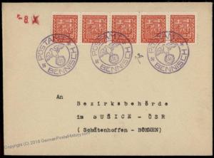 3rd Reich Germany 1938 Bennisch Sudetenland Annexation Provisional Cover 67856