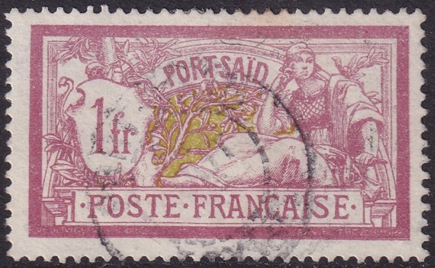 French Offices Port Said 1902 Sc 30 used toning spot on top edge