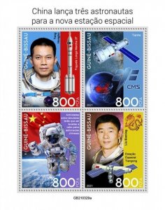 Guinea-Bissau - 2021 Chinese Astronauts - 4 Stamp Sheet - GB210329a