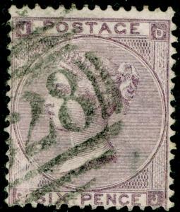 SG84, 6d lilac PLATE 3, USED. Cat £100. OJ