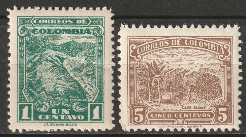 Colombia 1935 Sc 441-2 set MNH** 441 major crease