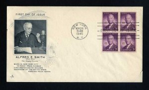 # 937 Block of 4 First Day Cover unaddressed with Artcraft cachet - 11-26-1945