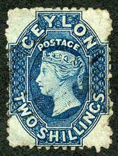 Ceylon SG72 2/- Steel-blue Wmk Crown CC Used