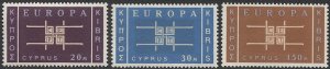 CYPRUS 1963 Sc 229-31 MLH VF  EUROPA Set of three, cv $54