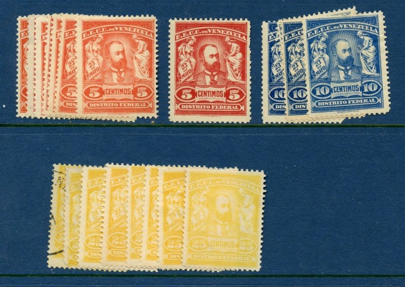 VENEZUELA SCOTT #245-7 PRES CIPRIANO CASTRO LOT OF STAMPS MNH MN & USED AS SHOWN