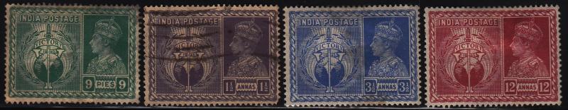 India 195-198  King George VI, Symbols of Victory 1946