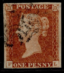 GB QV SG8, 1d red-brown BLACK MX PLATE 31, USED. Cat £60. FL 