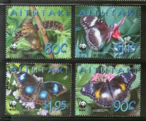 Aitutaki 2008 WWF Blue Moon Butterflies Insect Wild Life Animal Sc 539-2 MNH 429