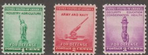 U.S.  Scott# 899-901 1940 National Defense Issue VF MNH