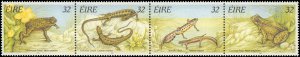 Ireland #982a, Complete Set, Strip of 4, 1994, Frog, Reptiles, Never Hinged