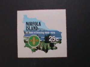 ​NORFOLK ISLAND-1978 SPECIAL SHAPE DIE CUT-80 YEARS OF SCOUTING MNH-WITH LOCO
