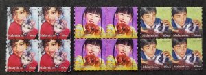 *FREE SHIP Children Pets Malaysia 2011 Cat Dog Rabbit Child (stamp blk 4) MNH