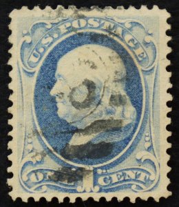 U.S. Used Stamp Scott #156 1c Franklin, Superb. 6 Duplex Cancel. A Gem!