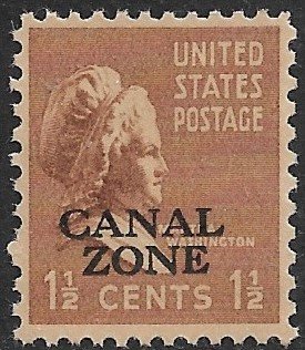 US CANAL ZONE 1939 1 1/2c Martha Washington Overprint Issue Sc 119 MNH