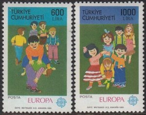 TURKEY Sc # 2440-1 CPL MNH EUROPA 1989, CHILDRENS GAMES