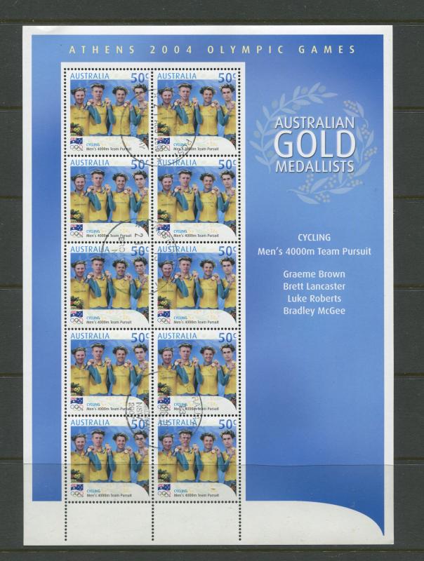 AUSTRALIA # Athens 2004 CTO Page of 10 X 45c Stamps