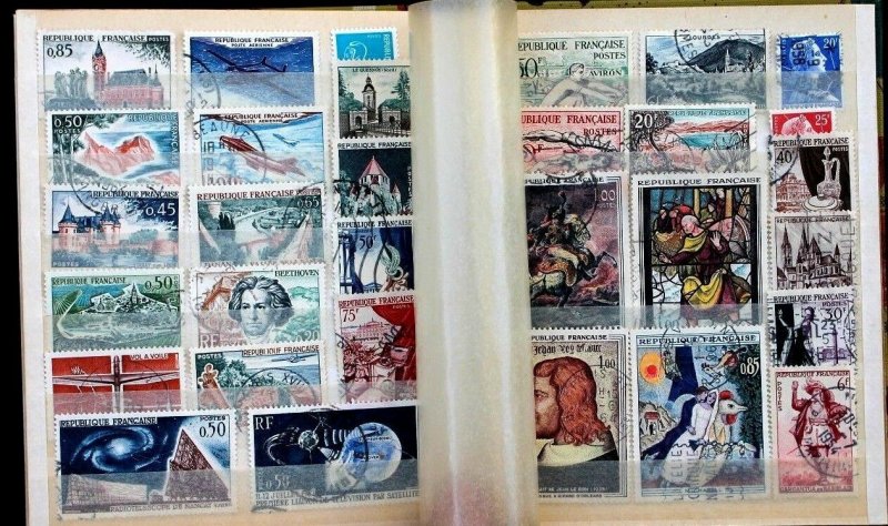 France Stamp Collection Lot of 146 MNH, MH & Used in Vintage Stock Book