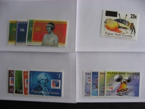 Papua New Guinea 16 different MNH 1995-2000 era sets in sales cards,very topical