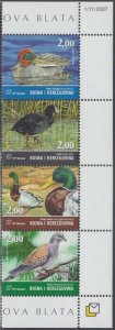 BOSNIA and HERZEGOVINA (CROAT ADMIN) Sc# 181a STRIP of 4 DIFFERENT  BIRDS