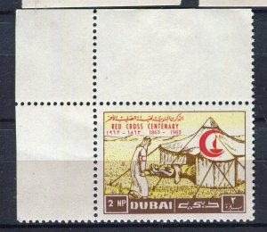 DUBAI; 1963 early Red Cross Anniversary MINT CORNER 2np. value