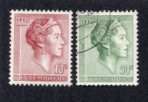 Luxembourg 1960-61 10c & 50c Charlotte, Scott 361 MH, 365 used, value = 50c