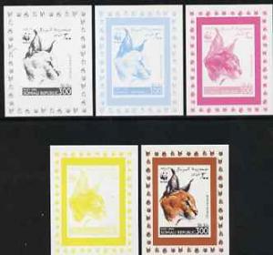 Somalia 1998 WWF - Caracal 300s the set of 5 imperf progr...