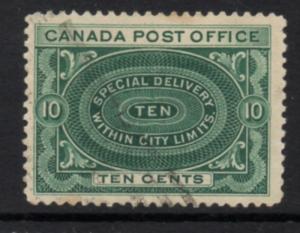 Canada Sc E1 1898 10c blue green Special Delivery stamp used