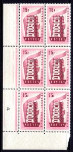 France 1956 EUROPA 15fr Mint MNH Block of 6 SC 805 SG 1301