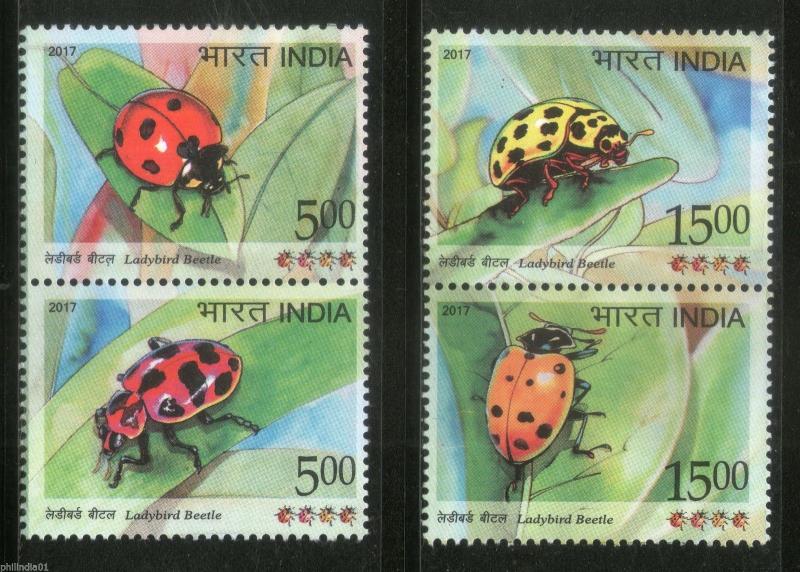 India 2017 Ladybird Beetle Insect Animals Wildlife Fauna Se-Tenant MNH # A