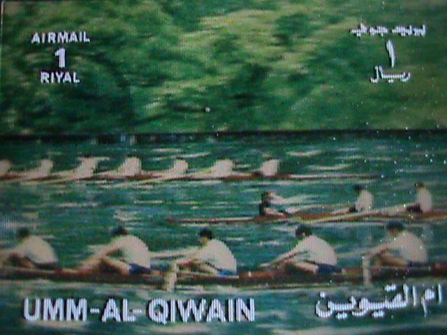 ​UMM-AL-QIWAIN 3D AIRMAIL STAMP-OLYMPIC BOATS RACE-MNH- SPECIAL STAMP VF