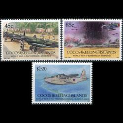 COCOS IS. 1992 - Scott# 264-6 WWII 50th. Set of 3 NH