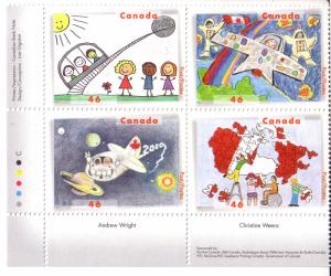 Canada #1859-1862 Stampin' The Future - Childrens Art (LL Plate Block) MNH ]