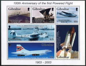 Gibraltar 937a sheet,MNH. Powered flight,centenary,2003.