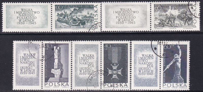 Poland 1964 Sc 1273-7 Polish People Martyrdom Struggles Monument Stamp U w/label