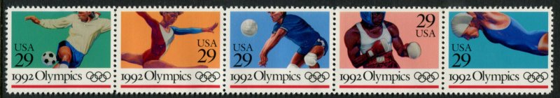 2641a US 29c Summer Olympics, MNH strip/5