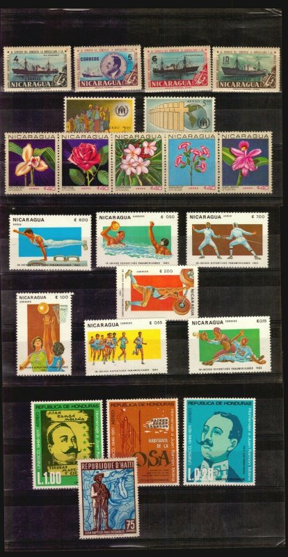 Nicaragua Honduras Haiti ship boat flowers unesco Dessables MNH stamp lot map