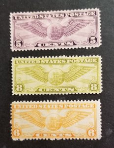 US Scott C16 C17 C19 Winged Globe Mint Unused MNH OG Airmail Stamp Lot z3536