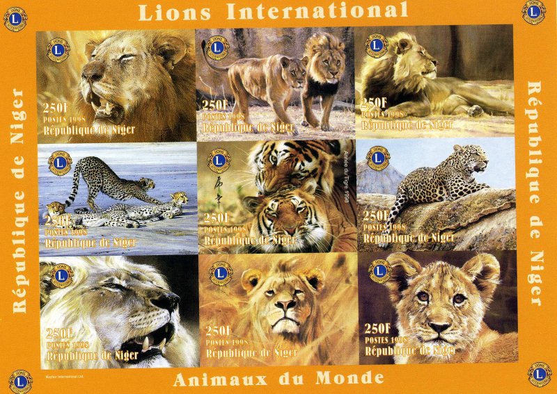 Niger 1998 African Animals LIONS International Emblem Imperforated Mint (NH)