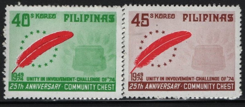 PHILIPPINES, 1240-1241, MNH, 1974, Red feather community chest emblem