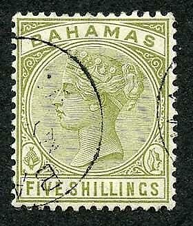 Bahamas SG56 5/- sage green  Cat 100 pounds