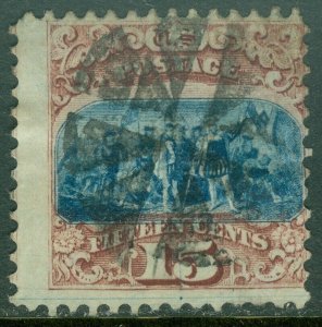 EDW1949SELL : USA 1869 Sc #118 Used. Nice stamp Light crease. APS Cert. Cat $800