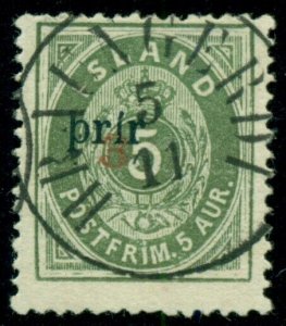 ICELAND #31a (33), 3 Prir (Large) beautiful HRAUNGERDI cancel, Pollak cert, RARE