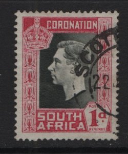 South Africa #75a  used 1937  coronation  .   1d .  single .  English